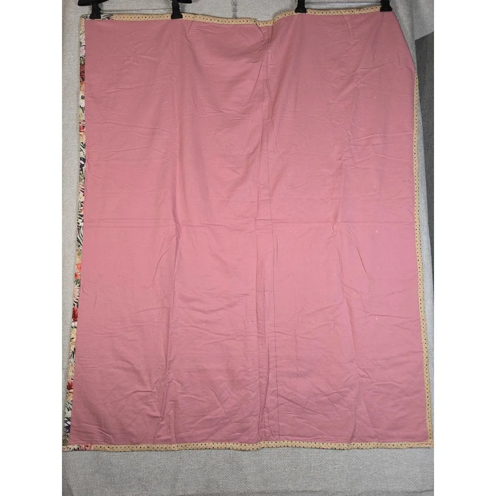 Vintage Hand Tied Scrap‎ Quilt Throw Reversible Solid Dusty Pink Backing 48x58.5